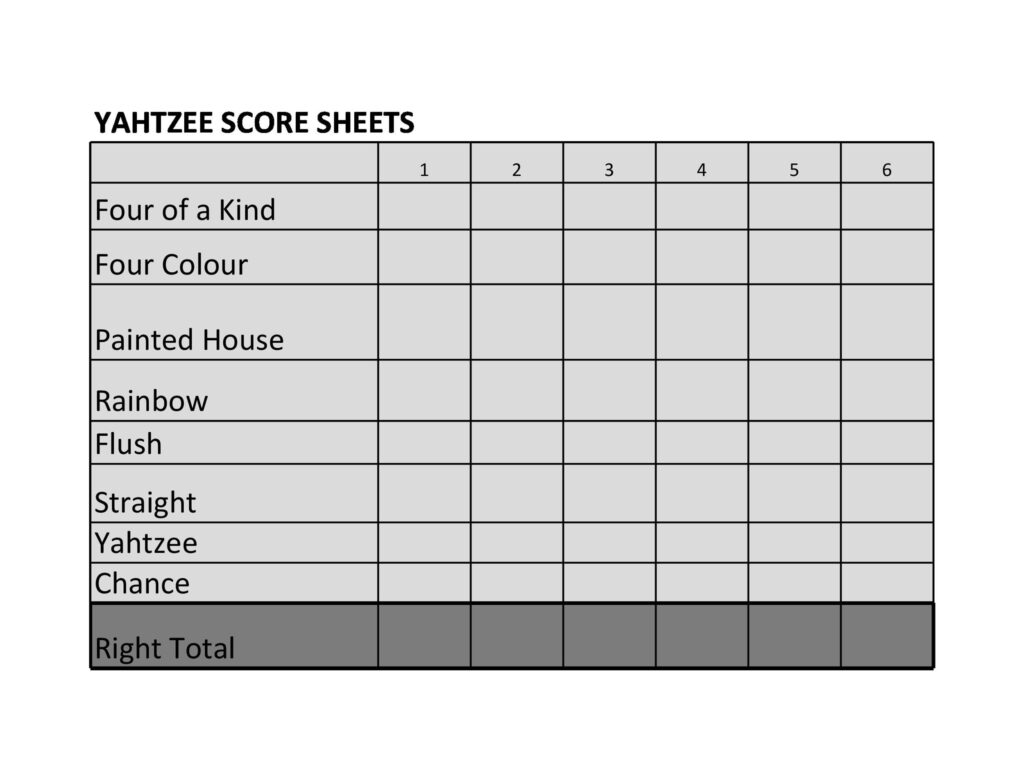 Convenient Printable Yahtzee Score Sheets